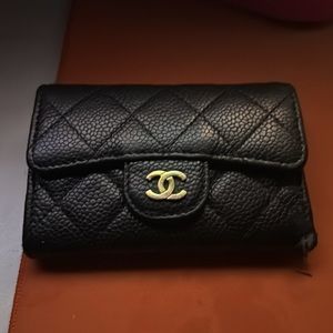 Black Caviar Chanel flap card holder